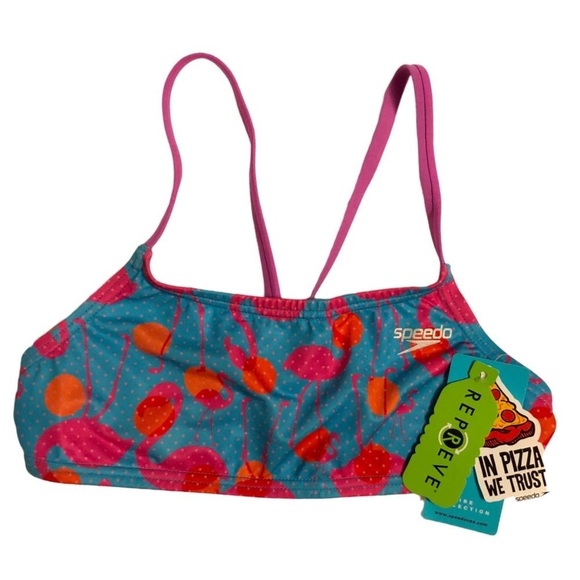 Speedo Other - NWT - SPEEDO ECO ENDURANCE Flamingo Dot Blue, Pink Bikini Top - Size X-Small